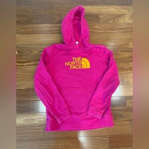 The North Face Fuchsia Hoodie with Gold Logo